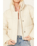 Damen Puffer Mantel mit Karo Futter