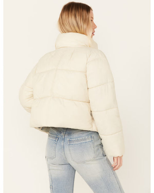 Damen Puffer Mantel mit Karo Futter