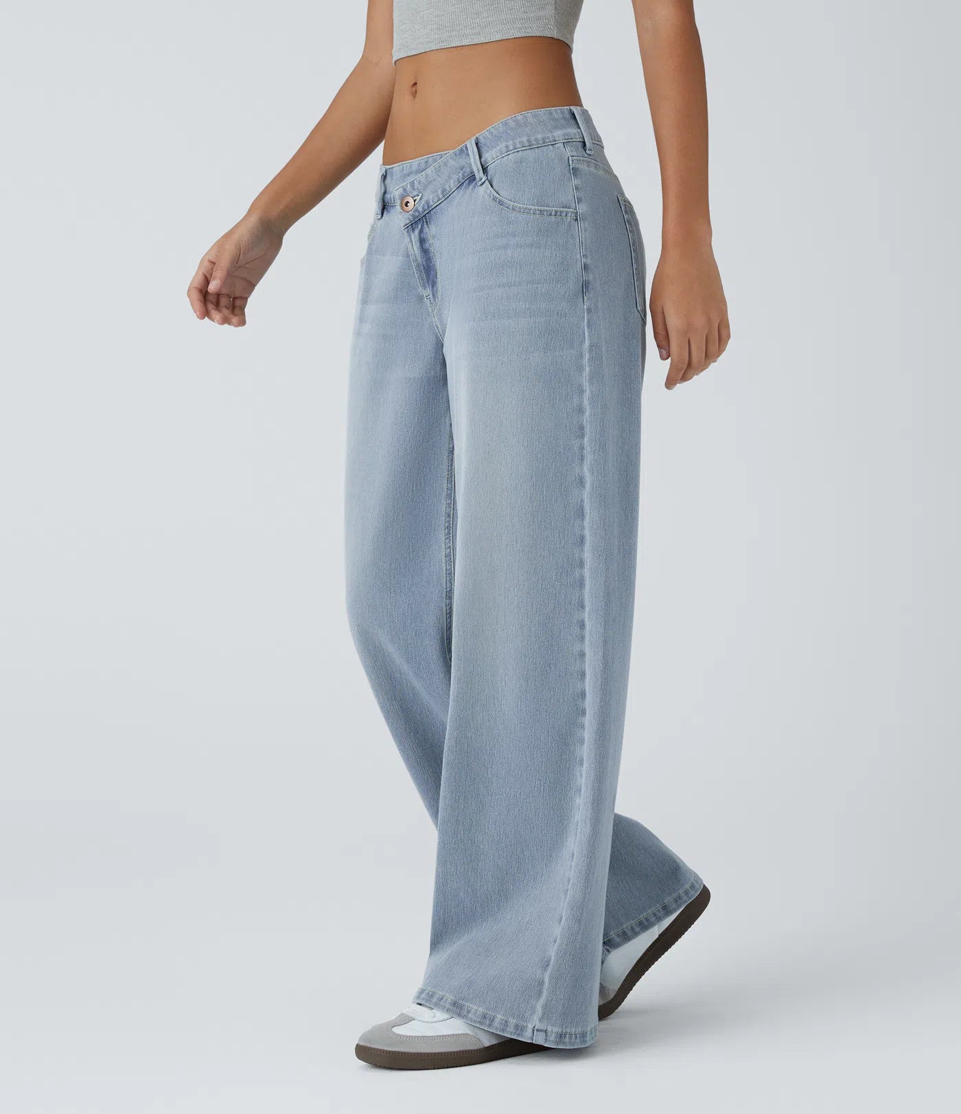 Lässige Jeans mit niedrigem Bund, Reißverschlusstaschen, weiter Beinform, übergroßem Schnitt und Waschung