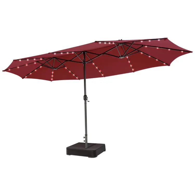 Modernein Double-Sided Patio Umbrella with Solar Light and Base
