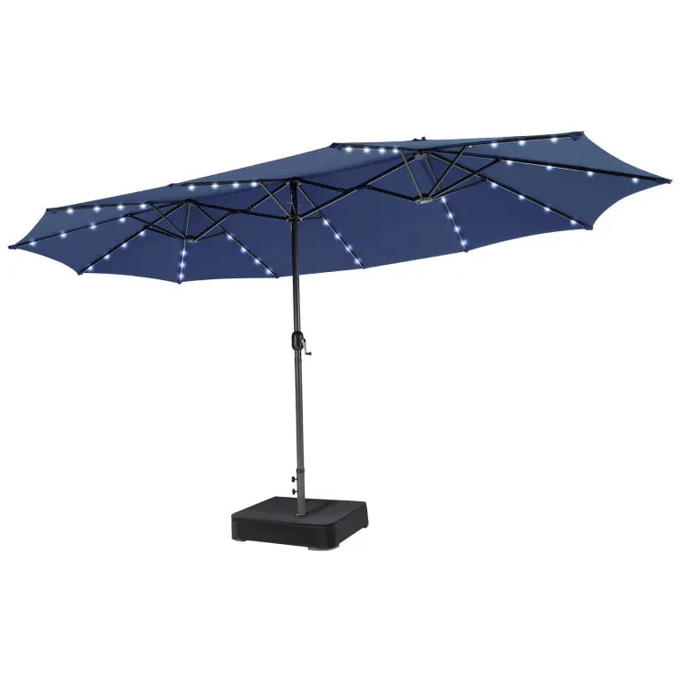 Modernein Double-Sided Patio Umbrella with Solar Light and Base